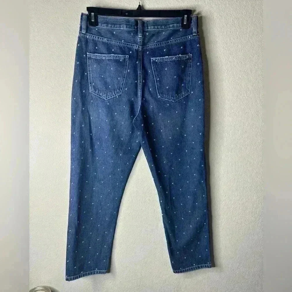 Current/Elliott Vintage Cropped high waist Slim Studded jeans Sz 29 - Picture 2 of 5